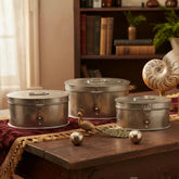 Handcrafted Iron Storage Boxes – Set of 3 | Antique nickle Finish | Hand-Punched