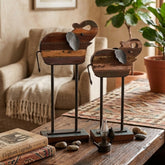Reclaimed Wood & Iron Elephant Sculptures, Set of 2