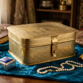 Handcrafted Iron Storage Box | Antique Brass Finish | Hand-Punched