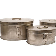 Handcrafted Iron Storage Boxes – Set of 3 | Antique nickle Finish | Hand-Punched