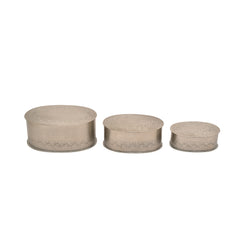 Handcrafted Oval Iron Storage Boxes – Set of 3 | Nickel Finish | Hand-Punched Design