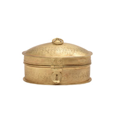 Handcrafted Iron Oval Storage Boxes – Set of 2 | Antique Brass Finish | Hand-Punched
