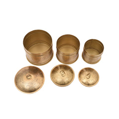 Handcrafted Iron Storage Boxes – Set of 3 | Antique Brass Finish | Hand-Punched