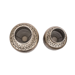 Handcrafted Iron Lanterns – Set of 2 | Antique Nickel Finish | Hand-Cut, Hand-Punched & Engraved