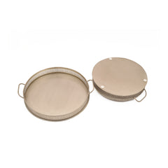 Handcrafted Iron Serving Trays – Set of 2 | Nickel Finish | Hand-Cut Perforated Design