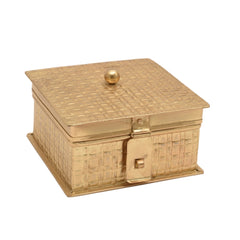 Handcrafted Iron Storage Boxes – Set of 2 | Antique Brass Finish | Hand-Hammered Design