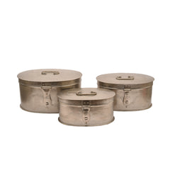 Handcrafted Iron Storage Boxes – Set of 3 | Antique nickle Finish | Hand-Punched