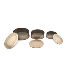 Handcrafted Oval Iron Storage Boxes – Set of 3 | Nickel Finish | Hand-Punched Design