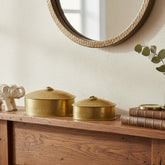 Handcrafted Iron Storage Boxes – Set of 2 | Antique Brass Finish | Hand-Punched
