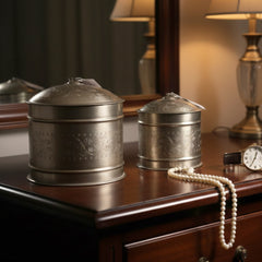 Handcrafted Iron Storage Boxes – Set of 3 | Antique Nickle Finish | Hand-Punched