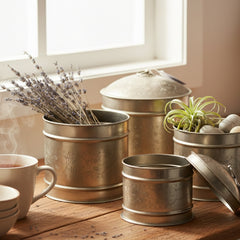Handcrafted Iron Storage Boxes – Set of 3 | Antique Nickle Finish | Hand-Punched