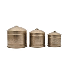 Handcrafted Iron Storage Boxes – Set of 3 | Antique Nickle Finish | Hand-Punched