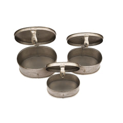 Handcrafted Iron Storage Boxes – Set of 3 | Antique nickle Finish | Hand-Punched