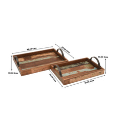 Reclaimed Wood Serving Tray Set of 2