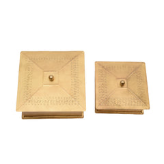 Handcrafted Iron Storage Boxes – Set of 2 | Antique Brass Finish | Hand-Punched