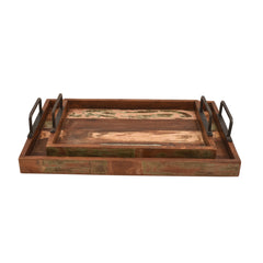 Reclaimed Wood Serving Tray Set of 2