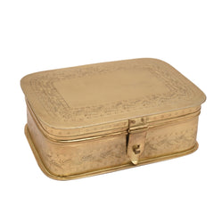 Handcrafted Iron Storage Box | Antique Brass Finish | Hand-Punched