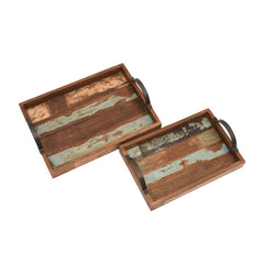 Reclaimed Wood Serving Tray Set of 2