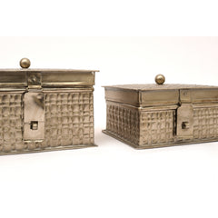 Handcrafted Iron Storage Boxes – Set of 2 | Antique Nickel Finish | Hand-Hammered Design