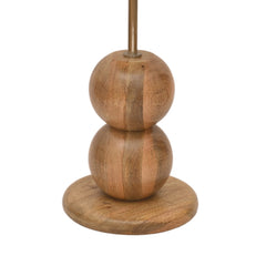 Round Travertine Top End Table with Wooden Base & Brass Finish Rod