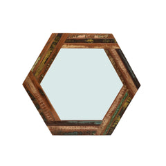 Reclaimed Wood Hexagonal Wall Mirror