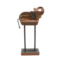 Reclaimed Wood & Iron Elephant Sculptures, Set of 2