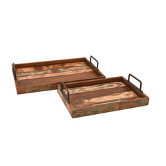 Reclaimed Wood Serving Tray Set of 2