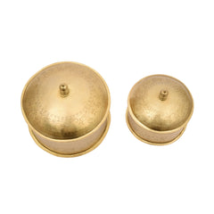 Handcrafted Iron Storage Boxes – Set of 2 | Antique Brass Finish | Hand-Punched Design