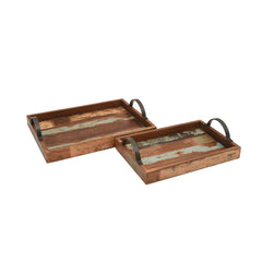 Reclaimed Wood Serving Tray Set of 2