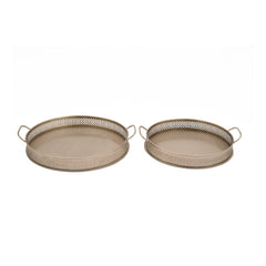 Handcrafted Iron Serving Trays – Set of 2 | Nickel Finish | Hand-Cut Perforated Design