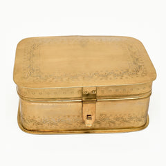 Handcrafted Iron Storage Box with Partition | Antique Brass Finish | Hand-Punched