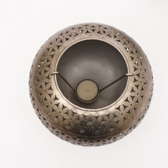 Handcrafted Iron Lanterns – Set of 3 | Antique Nickel Finish | Hand-Cut, Hand-Punched & Engraved